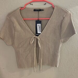 Cropped knit cardigan